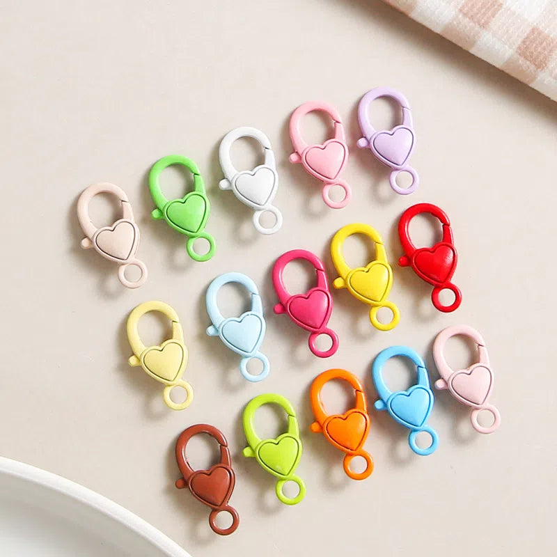 Zinc Alloy Heart Buckle Keychain Clasps 26mm Colorful 20pcs