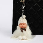 Plush Sleep Doll Keychain Soft Pom Pom Body Knitted Hat Zinc Alloy 3