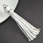 Silver PU Leather Tassel Keychain Metallic 9cm Length 36