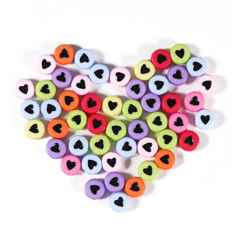 Colored Heart Acrylic Flat Round Beads 7mm Mixed Colors 200pcs 2