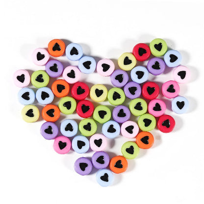 Colored Heart Acrylic Flat Round Beads 7mm Mixed Colors 200pcs 2
