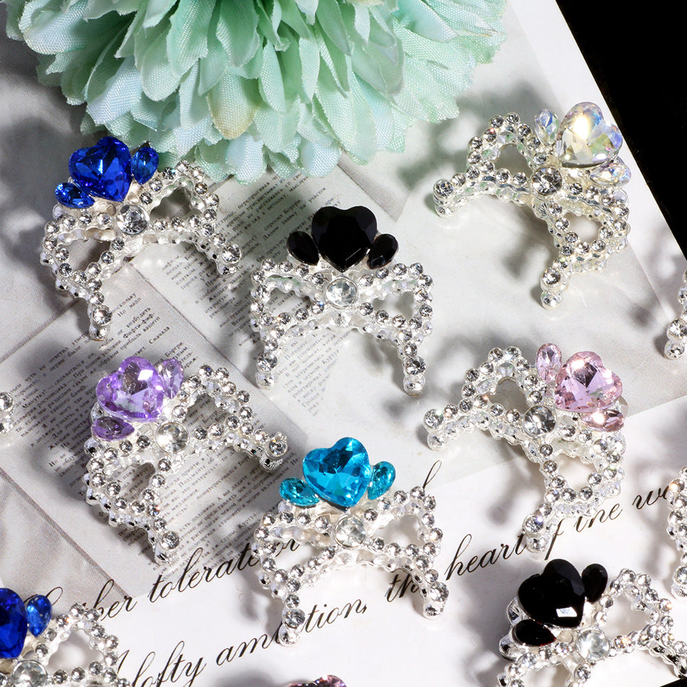 Alloy Crystal Bow Knot Heart Shape Beads 23mm 5pcs