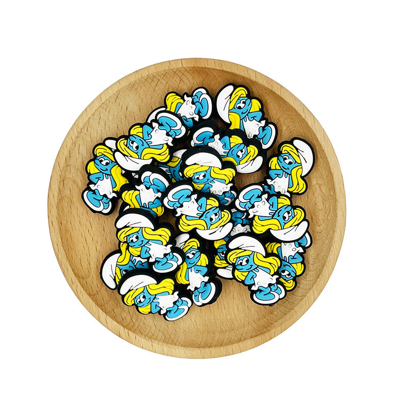 Silicone Focal Beads Smurfette Standing Pose 20pcs 2