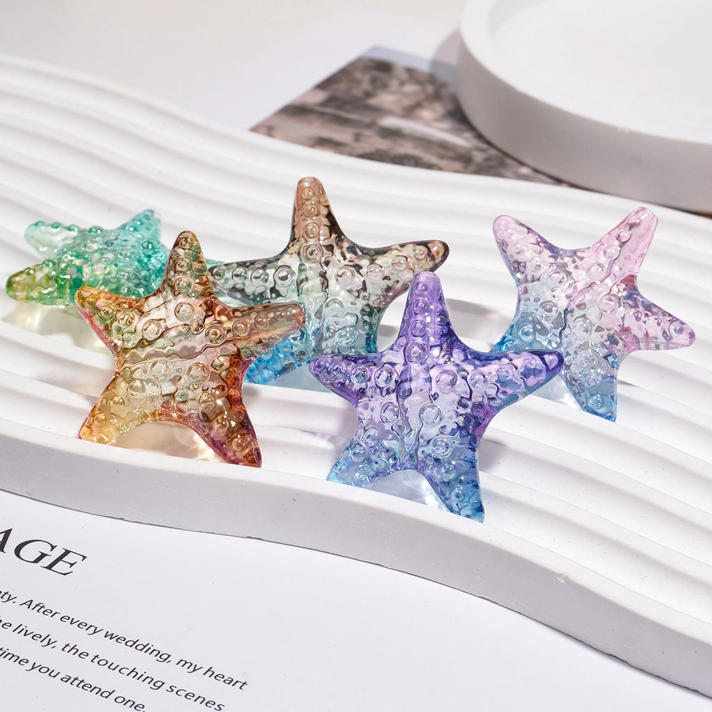 Transparent Gradient Starfish Acrylic Beads 35mm Colorful Textured 10pcs 2