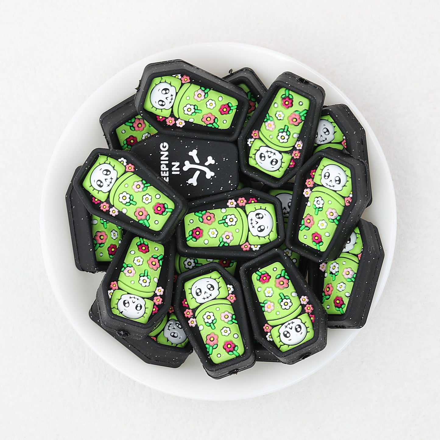 3D Mummy Coffin Silicone Focal Beads 20 pcs Colorful Assortment - Green