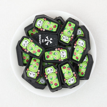3D Mummy Coffin Silicone Focal Beads 20 pcs Colorful Assortment - Green