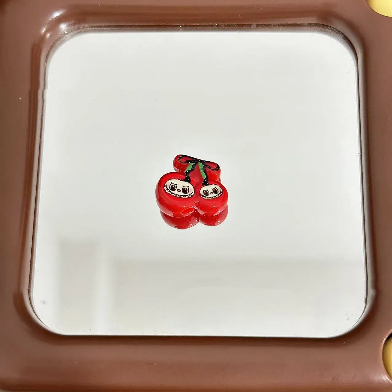 Painted Cherry Acrylic Beads 18mm Baking Labub Kitty Pattern 10pcs 3
