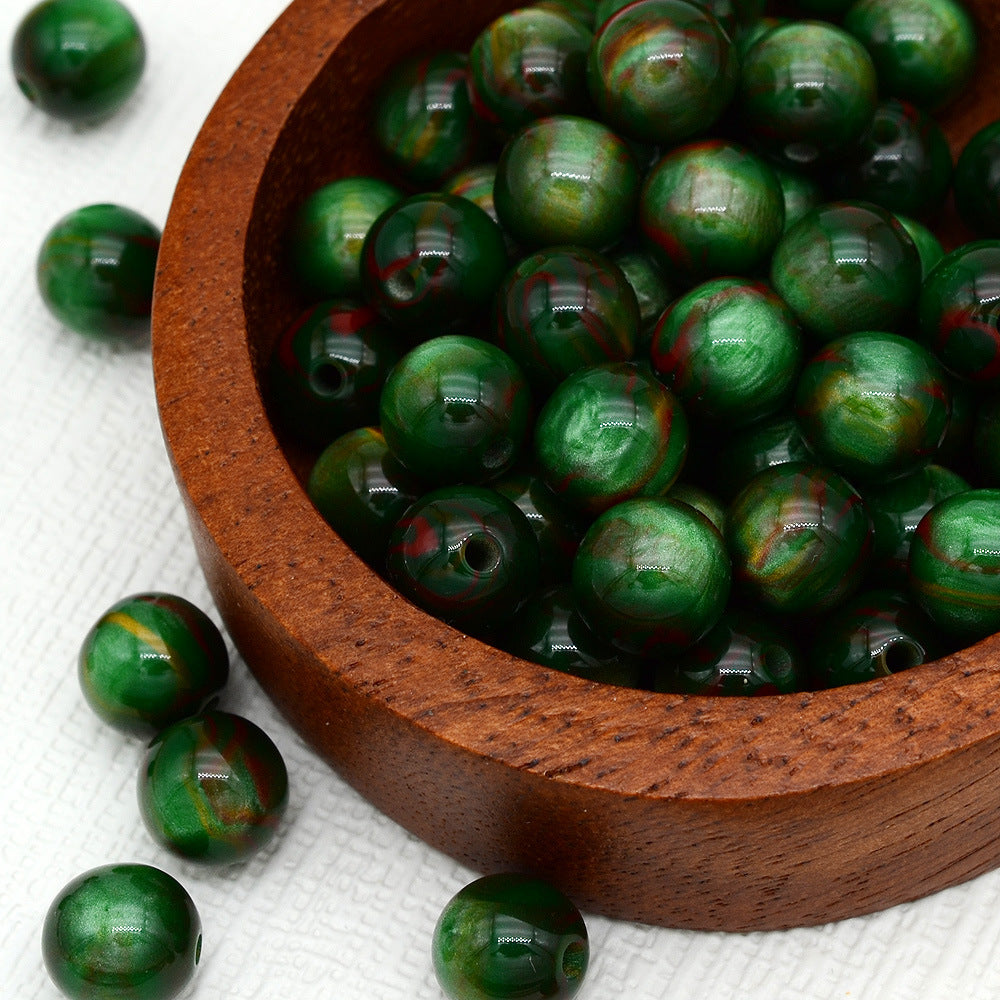 Resin Round Beads 8mm 10mm Starry Lacquer Effect 100pcs 18
