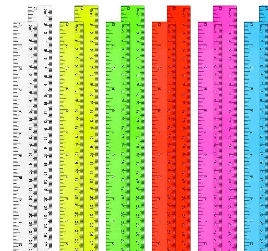 Transparent Plastic Dual Scale Rulers 30cm Colorful 2pcs 4
