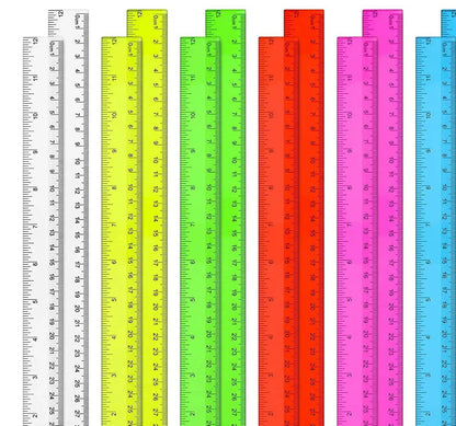 Transparent Plastic Dual Scale Rulers 30cm Colorful 2pcs 4