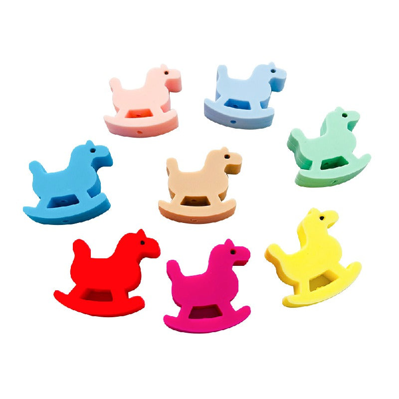 Silicone Focal Beads Trojan Horse Front View 20pcs 2