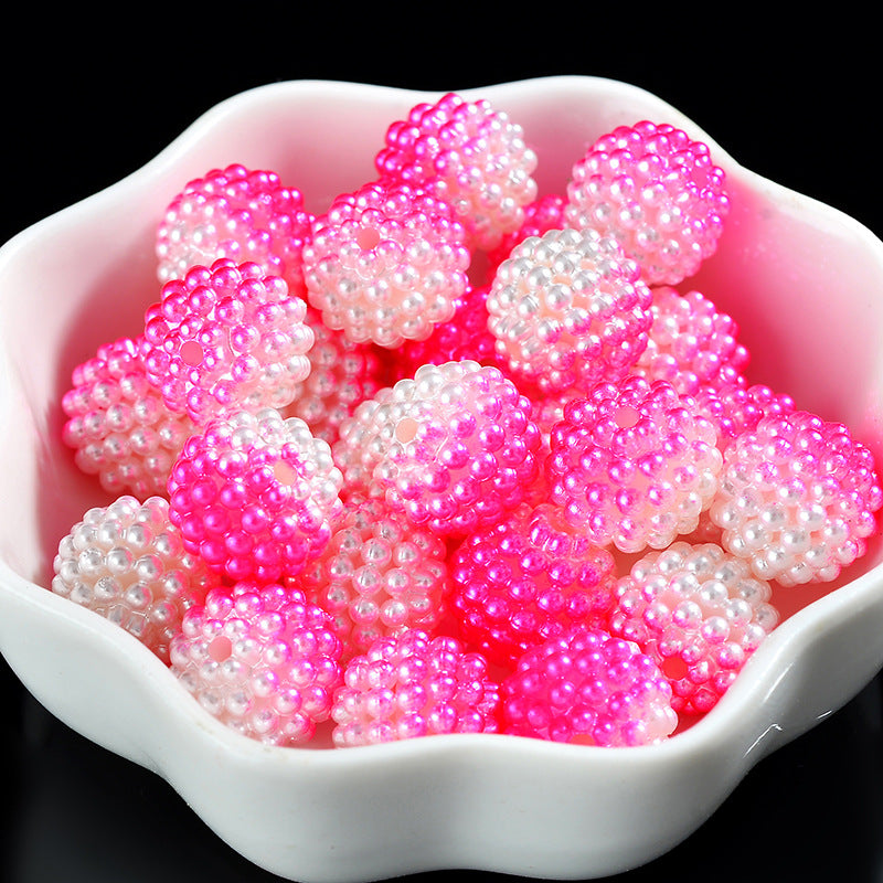 Two-Color Gradient Waxberry Acrylic Beads 12mm Imitation Pearl ABS Plastic 80pcs 5