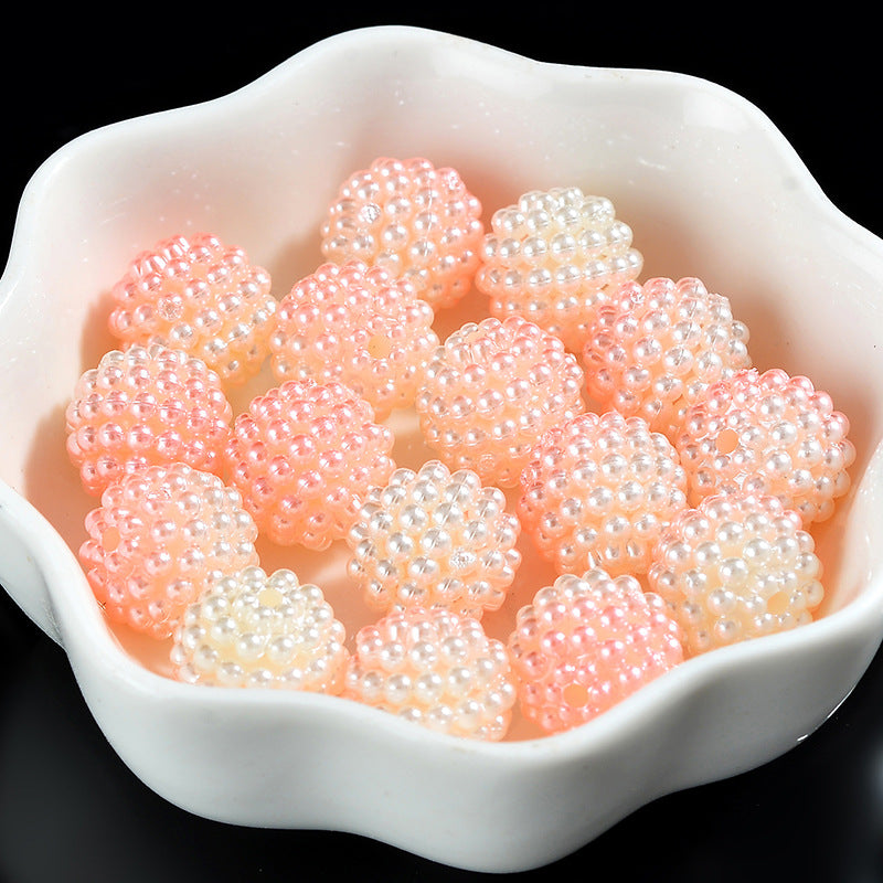 Two-Color Gradient Waxberry Acrylic Beads 12mm Imitation Pearl ABS Plastic 80pcs 4