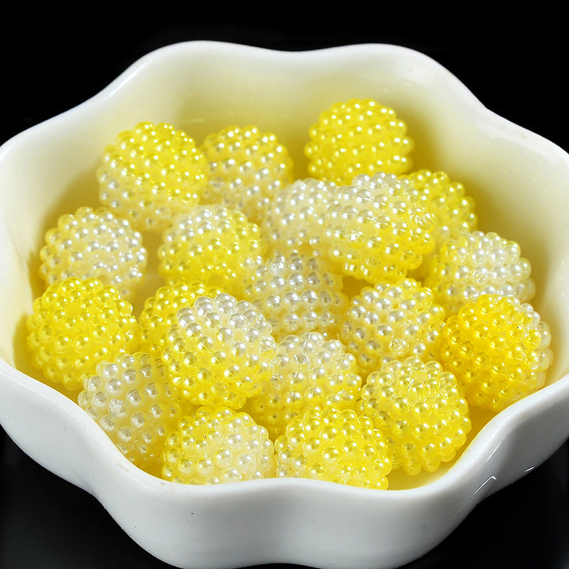 Two-Color Gradient Waxberry Acrylic Beads 12mm Imitation Pearl ABS Plastic 80pcs 9