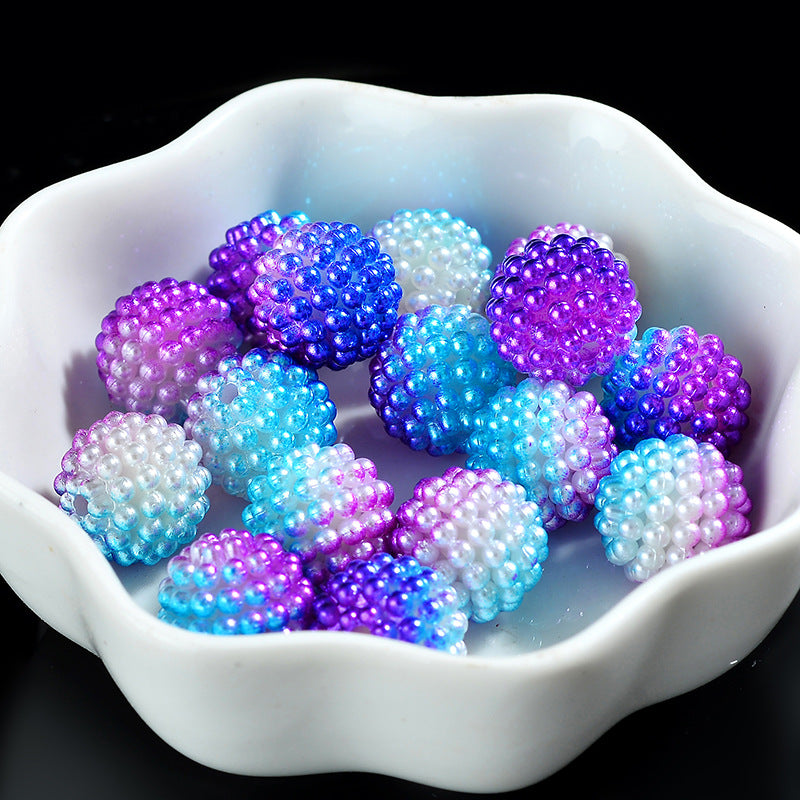 Two-Color Gradient Waxberry Acrylic Beads 12mm Imitation Pearl ABS Plastic 80pcs 14