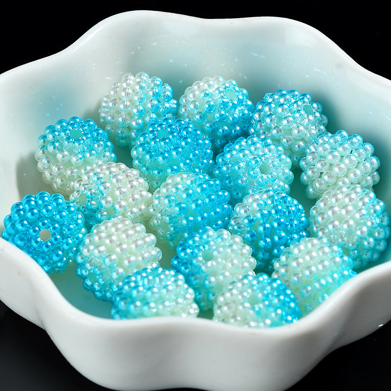Two-Color Gradient Waxberry Acrylic Beads 12mm Imitation Pearl ABS Plastic 80pcs 15