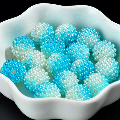 Two-Color Gradient Waxberry Acrylic Beads 12mm Imitation Pearl ABS Plastic 80pcs 15