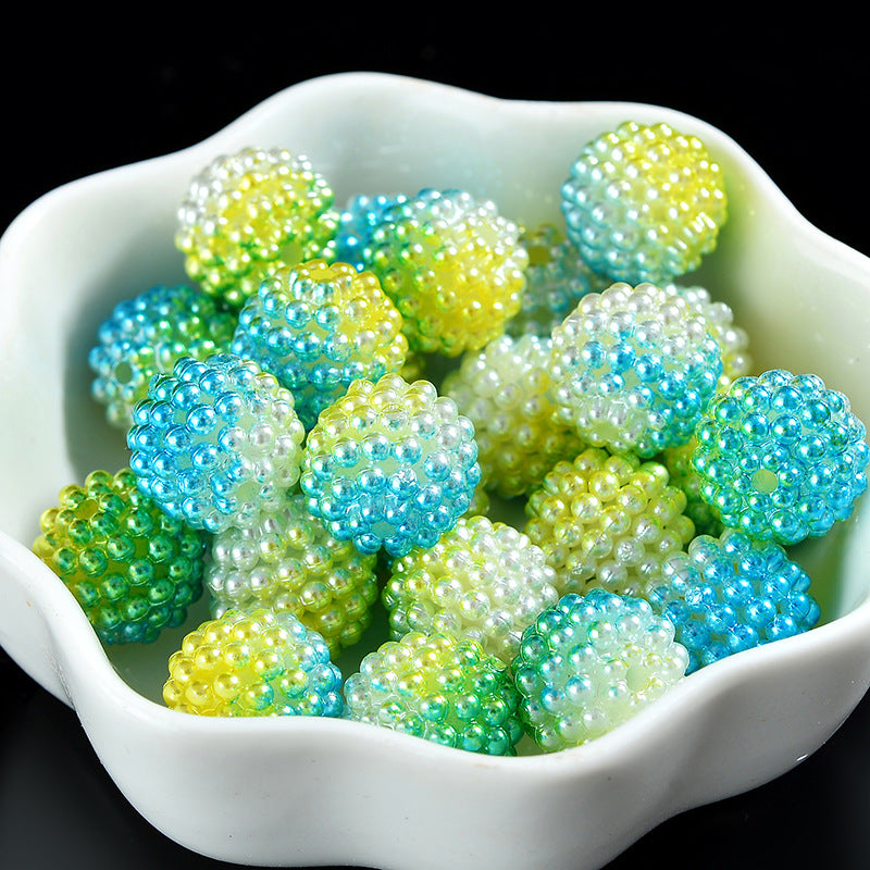 Two-Color Gradient Waxberry Acrylic Beads 12mm Imitation Pearl ABS Plastic 80pcs 18