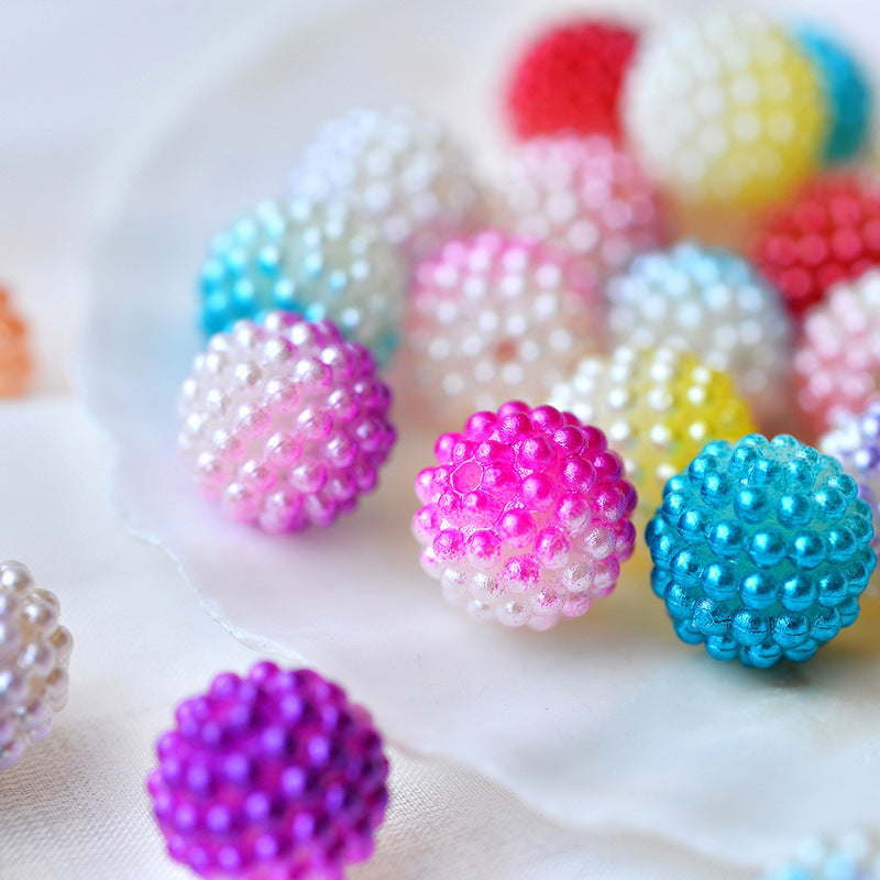 Two-Color Gradient Waxberry Acrylic Beads 12mm Imitation Pearl ABS Plastic 80pcs