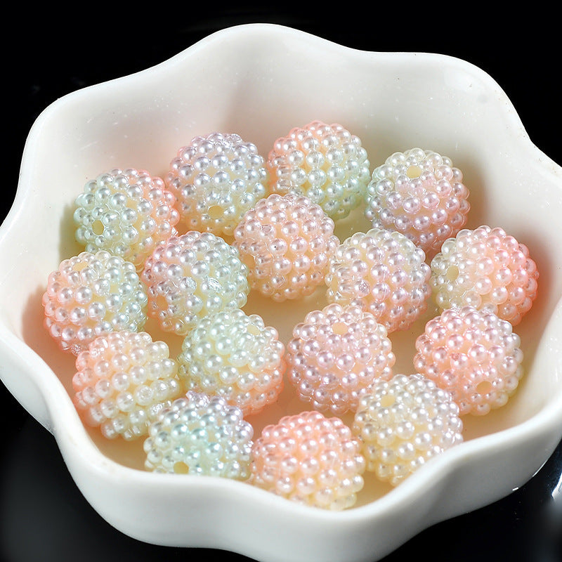Two-Color Gradient Waxberry Acrylic Beads 12mm Imitation Pearl ABS Plastic 80pcs 3