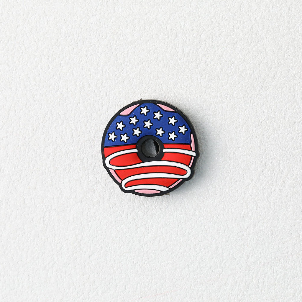 Patriotic Donut Silicone Focal Beads for US Independence Day 20pcs