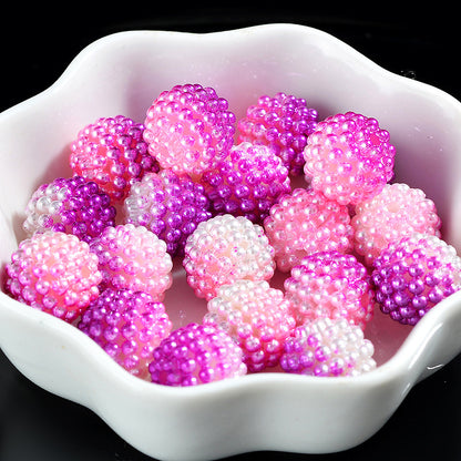 Two-Color Gradient Waxberry Acrylic Beads 12mm Imitation Pearl ABS Plastic 80pcs 10