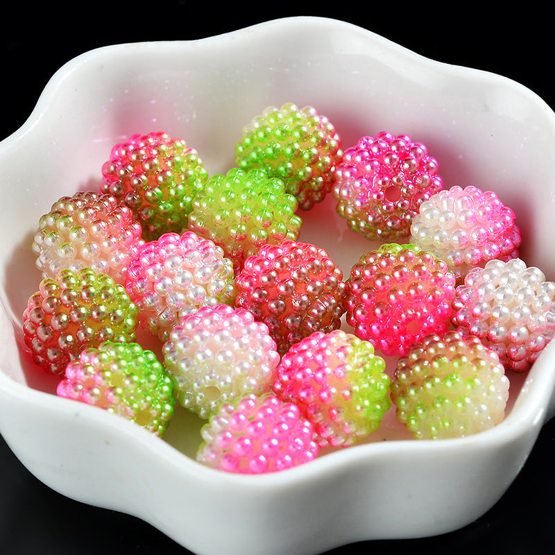 Two-Color Gradient Waxberry Acrylic Beads 12mm Imitation Pearl ABS Plastic 80pcs 13