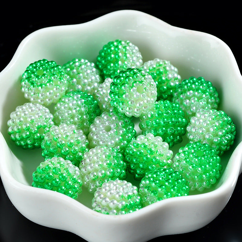 Two-Color Gradient Waxberry Acrylic Beads 12mm Imitation Pearl ABS Plastic 80pcs 17