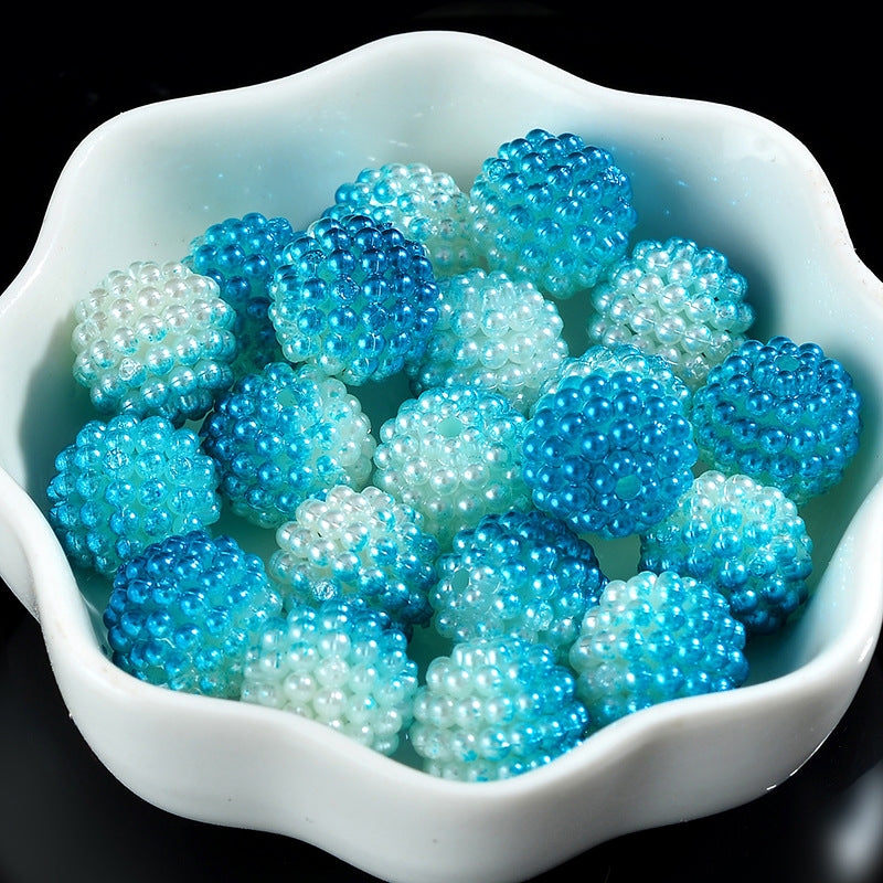 Two-Color Gradient Waxberry Acrylic Beads 12mm Imitation Pearl ABS Plastic 80pcs 16