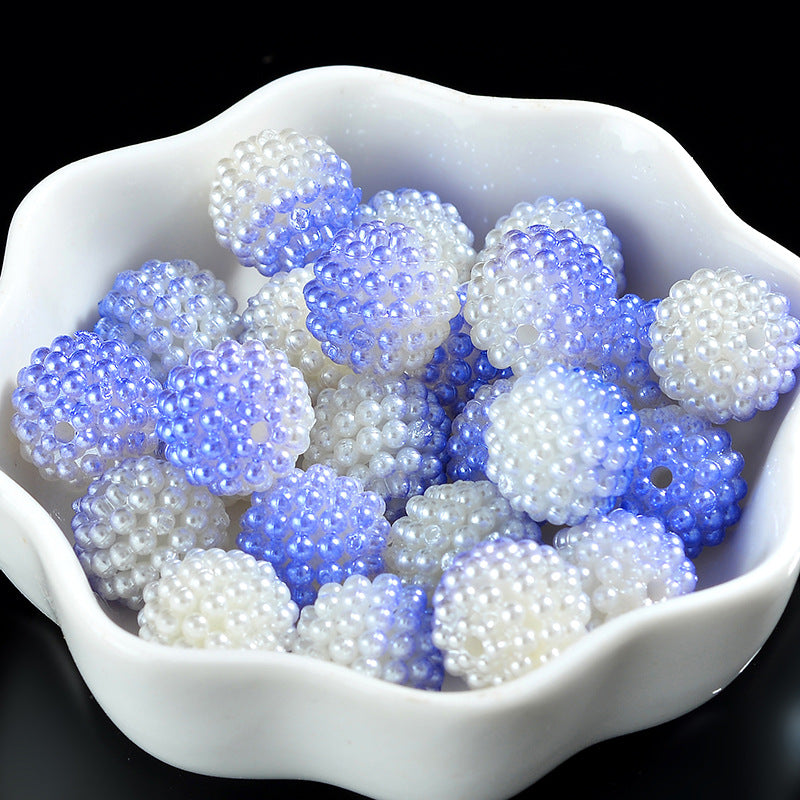 Two-Color Gradient Waxberry Acrylic Beads 12mm Imitation Pearl ABS Plastic 80pcs 19