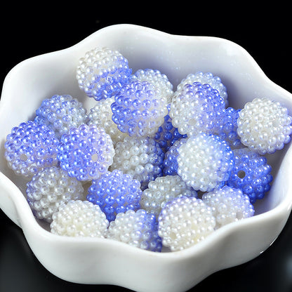 Two-Color Gradient Waxberry Acrylic Beads 12mm Imitation Pearl ABS Plastic 80pcs 19