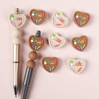 Silicone Focal Beads Heart Shaped Double Sided Bookshelf 20pcs 7