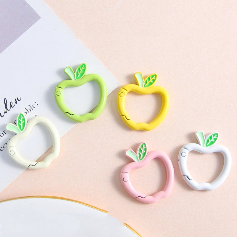 Zinc Alloy Apple Shape Trigger Spring Key Rings 3cm 6pcs 2