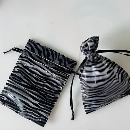 Organza Drawstring Bags Metallic Butterfly Puppy Paw Pattern 10pcs 6