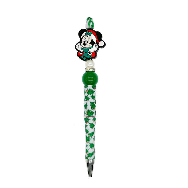 Silicone Focal Beads Christmas Scarf Mickey Wearing Santa Hat 20pcs 3