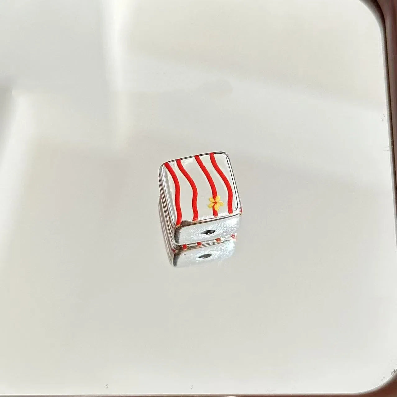 Square Acrylic Beads 14mm Silver Flower and Puppy Pattern 10pcs 2