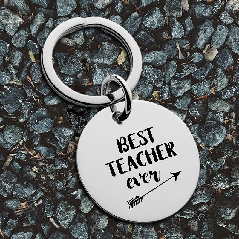 Stainless Steel Teacher Keychain Polished Silver Arrow Design 3
