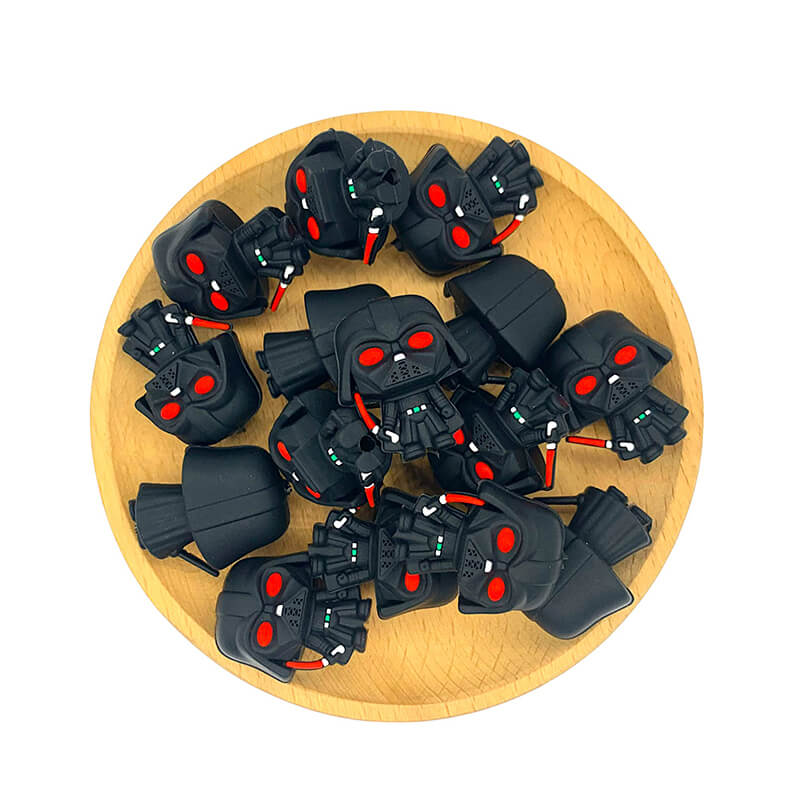 Silicone 3D Focal Beads Star Wars Darth Vader Glowing Red Eyes Front View 2