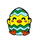 Silicone Focal Beads Easter Teal Eggshell Chick Front View Smiling Face