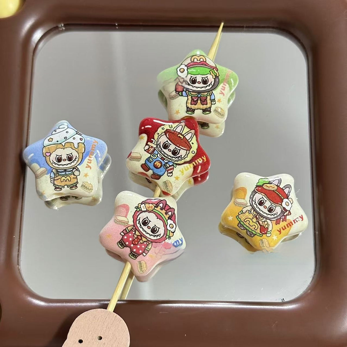 Star Acrylic Beads 25mm Playful Uniform Pattern Mixed Colors 10pcs