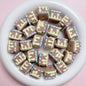 Hand Painted Cube Acrylic Beads 16mm Cream Dripping Icing 5pcs 12
