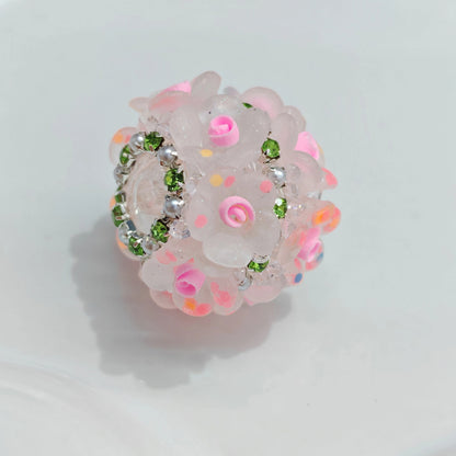 Embellished Bubblegum Beads 18mm Matte Confetti Floral 4pcs 12