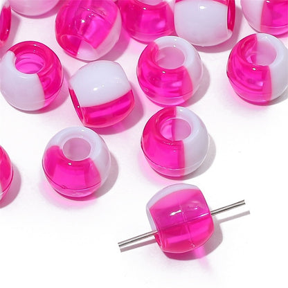 Large Hole Acrylic Beads 12mm Two-Tone Mixed Colors 60pcs 11
