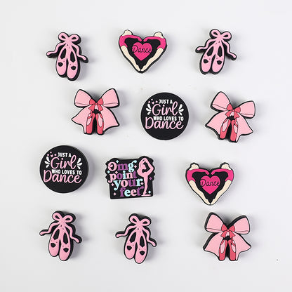 Silicone Focal Beads Dance Ballet Shoes Bow with Omg Point Your Feet 20pcs 4