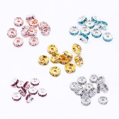 Rhinestone Spacer Beads 8mm Polished Faceted 100pcs