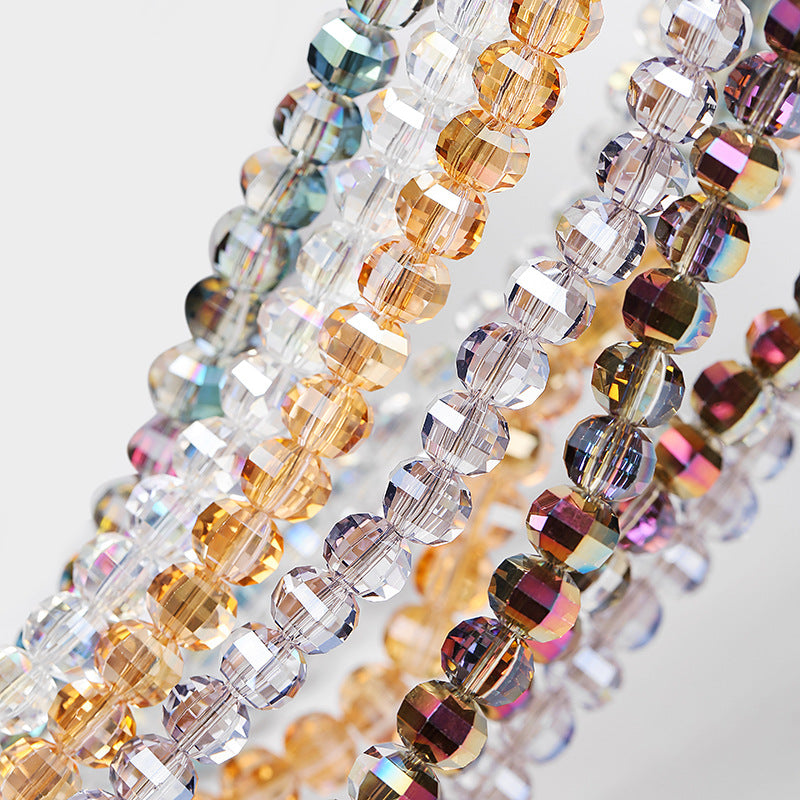 Electroplated Faceted Glass Beads 8mm Multi-Dimensional Sparkling 50pcs