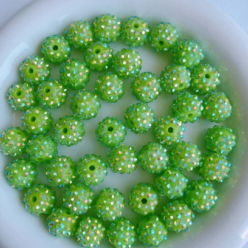 Bubblegum Round Rhinestone Beads 14mm Textured Shimmer 50pcs 5