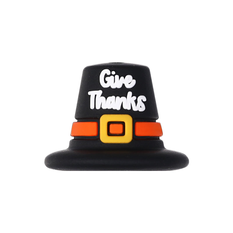 Silicone 3D Focal Beads Thanksgiving Pumpkins Give Thanks Hat 20pcs 12