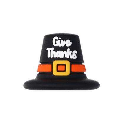 Silicone 3D Focal Beads Thanksgiving Pumpkins Give Thanks Hat 20pcs 12