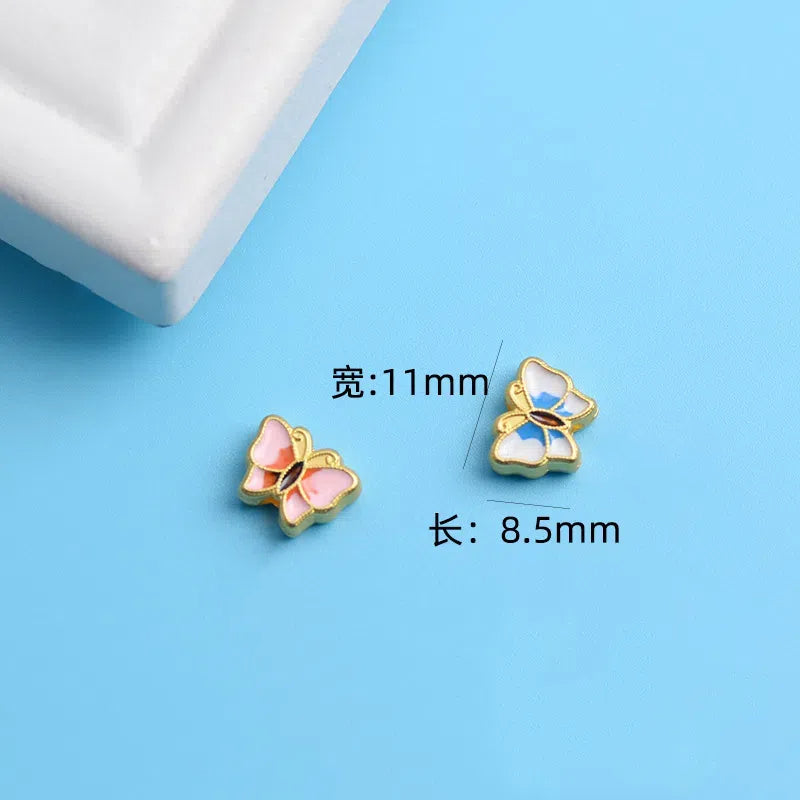 Butterfly Metal Beads 13mm Painted Double-Sided Zinc Alloy 10pcs 6